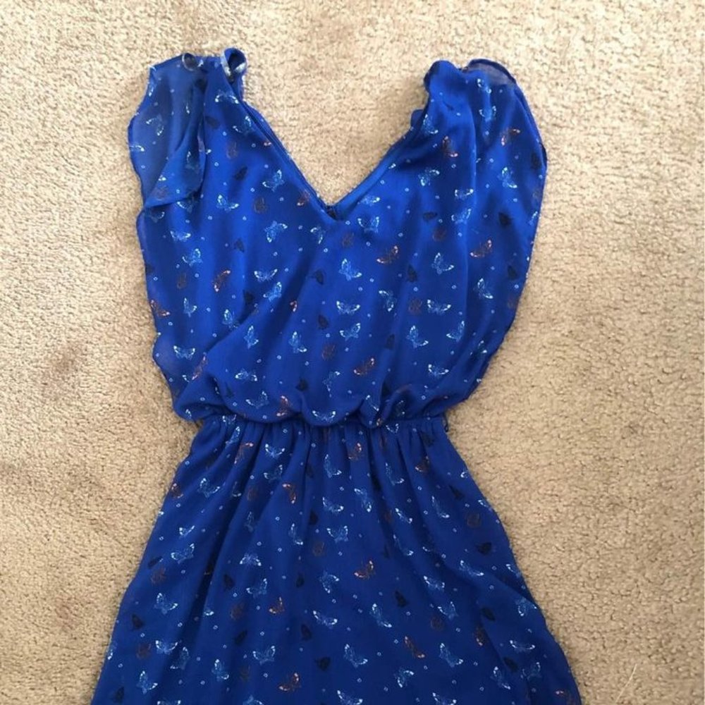 Blue Butterfly Summer Mini Dress